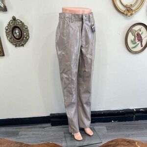 Abercrombie & Fitch 90s Straight Ultra High Rise Vegan Leather Pants Taupe 29/8